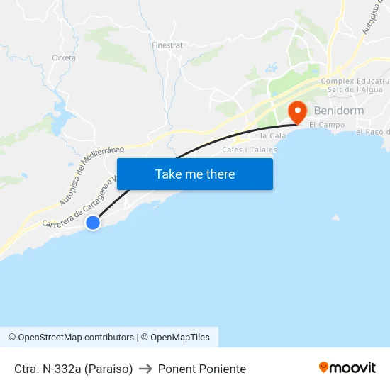 Ctra. N-332a (Paraiso) to Ponent Poniente map