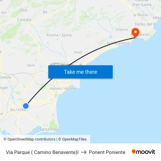 Vía Parque ( Camino Benavente)I to Ponent Poniente map