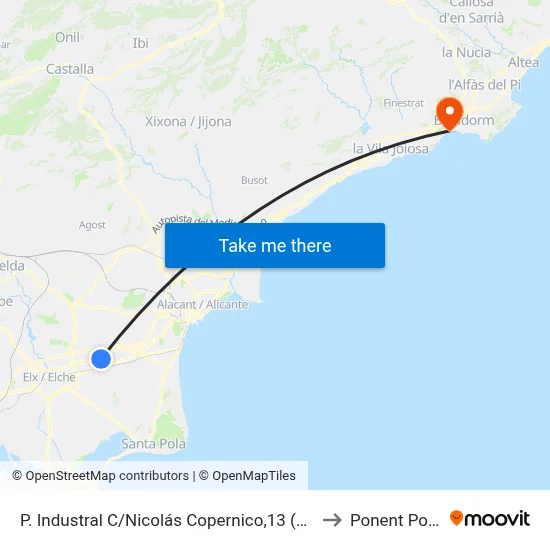 P. Industral C/Nicolás Copernico,13 (Frente Tempe 3) to Ponent Poniente map