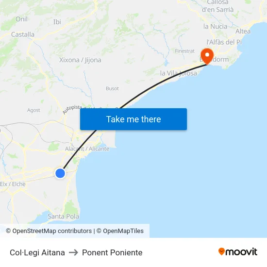 Col·Legi Aitana to Ponent Poniente map