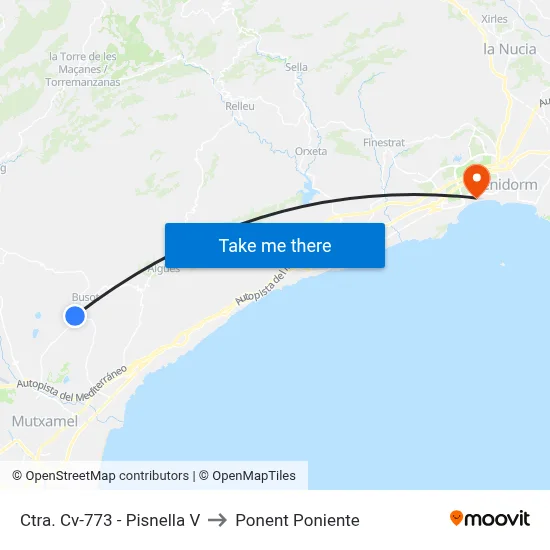 Ctra. Cv-773 - Pisnella V to Ponent Poniente map