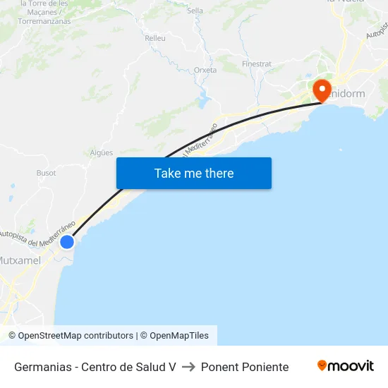 Germanias - Centro de Salud V to Ponent Poniente map