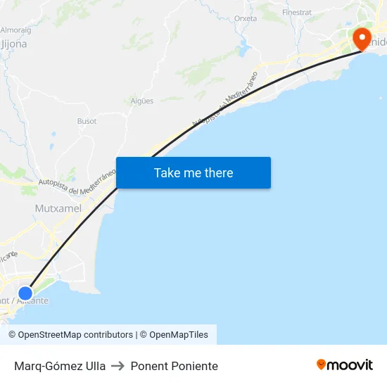 Marq-Gómez Ulla to Ponent Poniente map