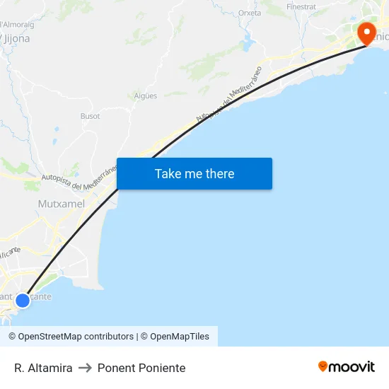 R. Altamira to Ponent Poniente map