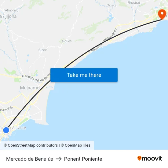 Mercado de Benalúa to Ponent Poniente map