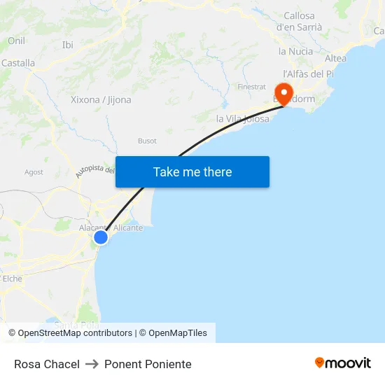 Rosa Chacel to Ponent Poniente map