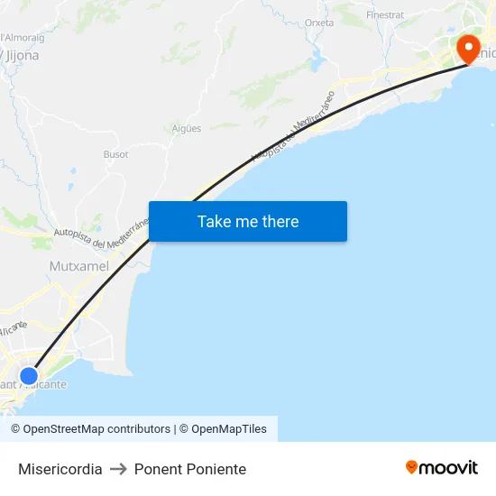 Misericordia to Ponent Poniente map
