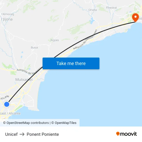 Unicef to Ponent Poniente map