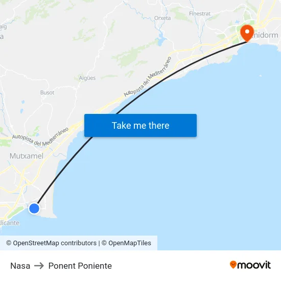 Nasa to Ponent Poniente map