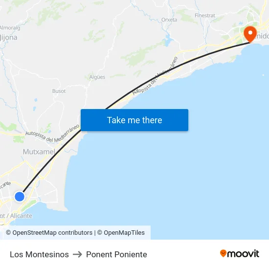 Los Montesinos to Ponent Poniente map