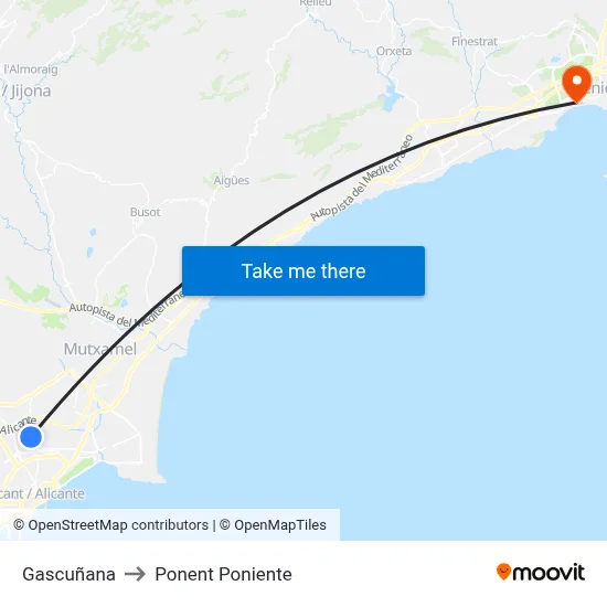 Gascuñana to Ponent Poniente map