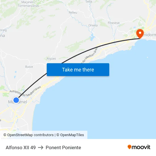 Alfonso XII 49 to Ponent Poniente map