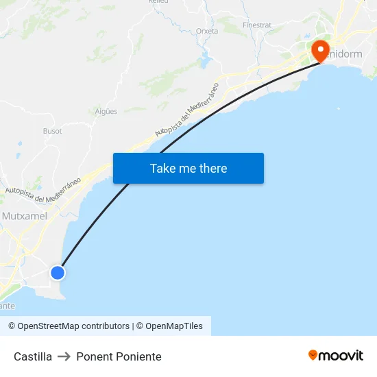 Castilla to Ponent Poniente map