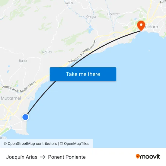 Joaquín Arias to Ponent Poniente map