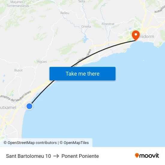 Sant Bartolomeu 10 to Ponent Poniente map
