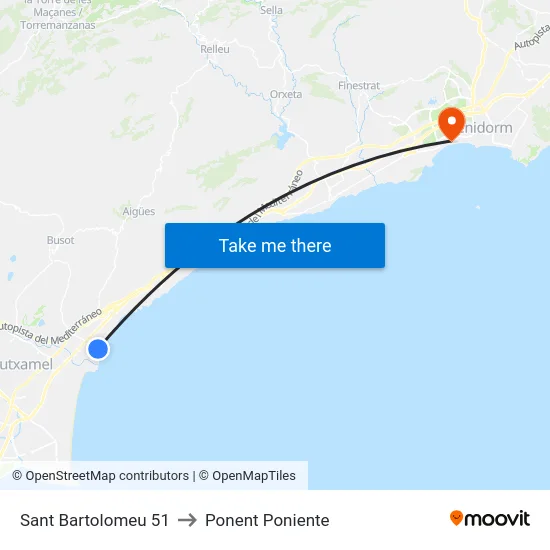 Sant Bartolomeu 51 to Ponent Poniente map