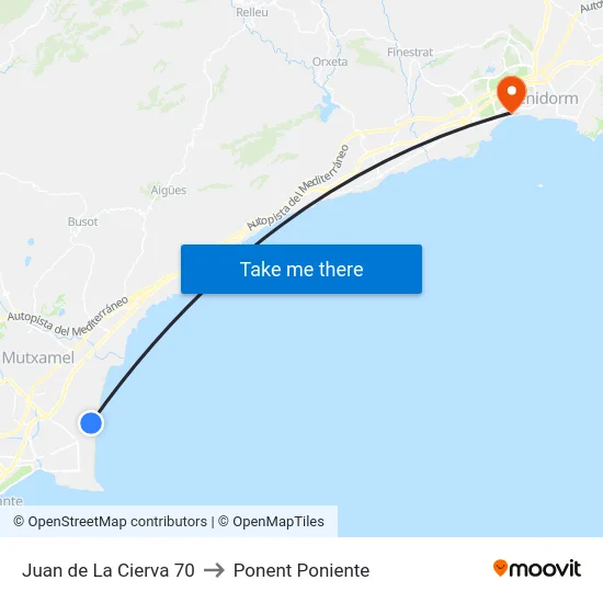 Juan de La Cierva 70 to Ponent Poniente map