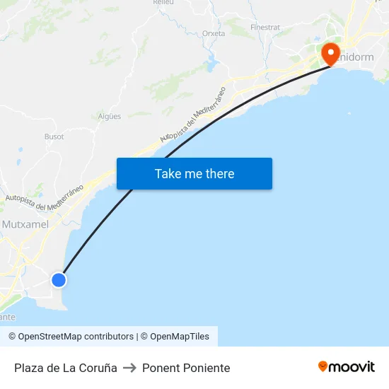 Plaza de La Coruña to Ponent Poniente map
