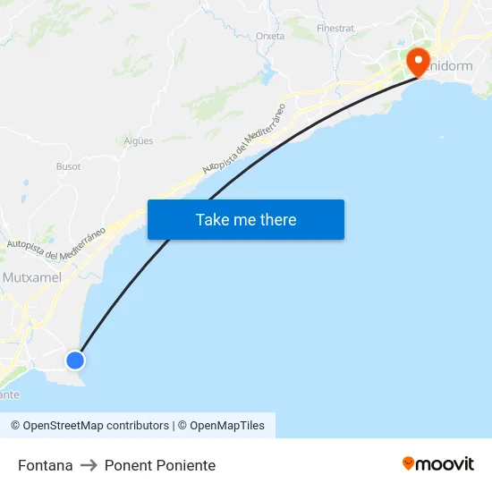 Fontana to Ponent Poniente map
