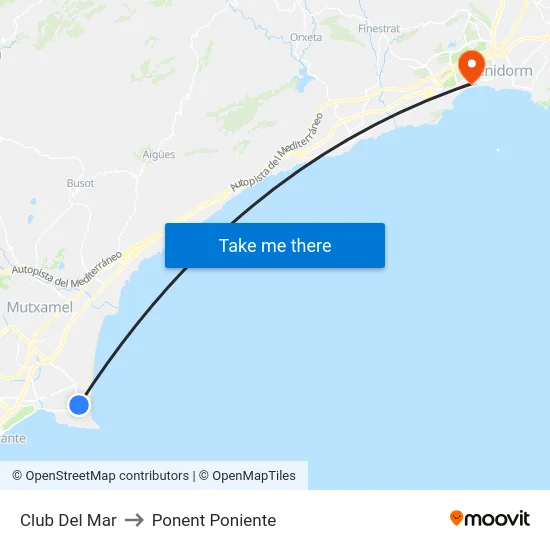 Club Del Mar to Ponent Poniente map