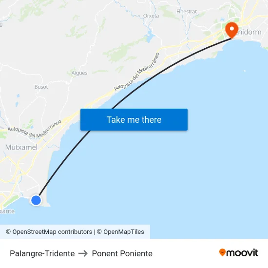 Palangre-Tridente to Ponent Poniente map