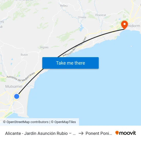 Alicante - Jardín Asunción Rubio – Beni-Ali to Ponent Poniente map