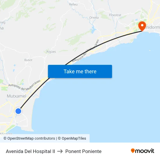 Avenida Del Hospital II to Ponent Poniente map