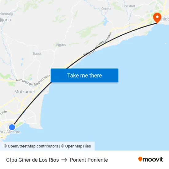 Cfpa Giner de Los Ríos to Ponent Poniente map