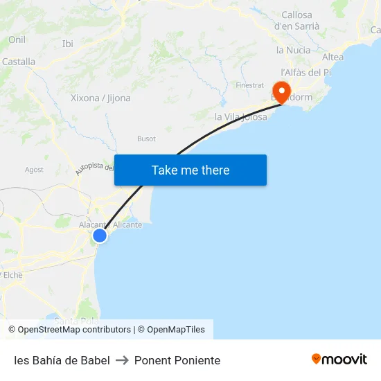 Ies Bahía de Babel to Ponent Poniente map