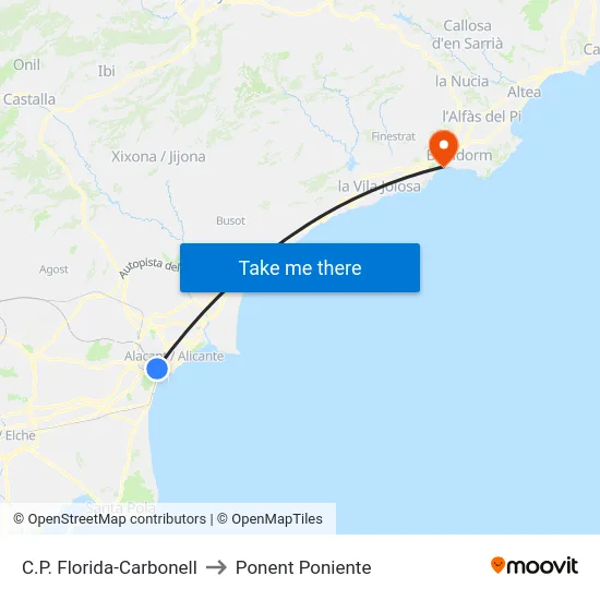 C.P. Florida-Carbonell to Ponent Poniente map