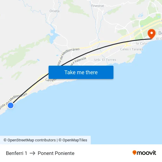 Benferri 1 to Ponent Poniente map