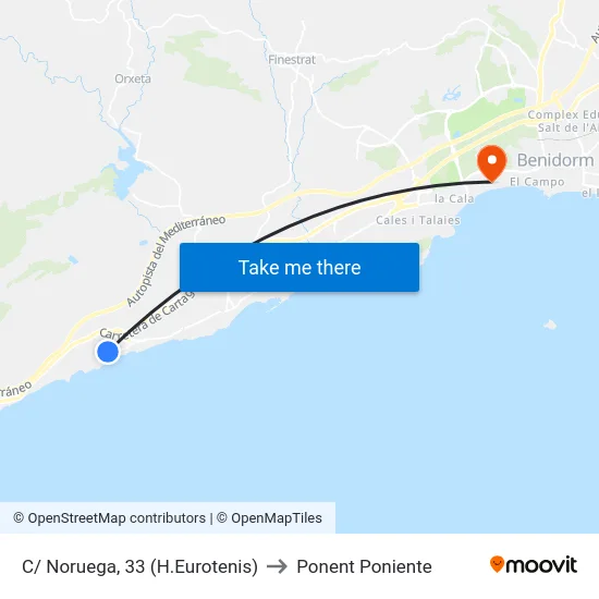 C/ Noruega, 33 (H.Eurotenis) to Ponent Poniente map