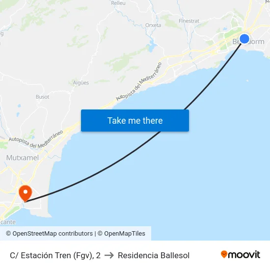 C/ Estación Tren (Fgv), 2 to Residencia Ballesol map