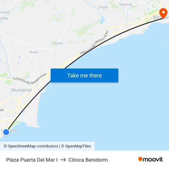 Plaza Puerta Del Mar I to Clinica Benidorm map