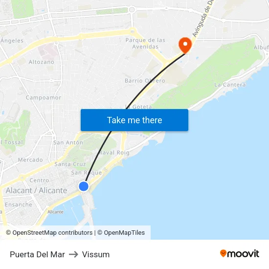Puerta Del Mar to Vissum map