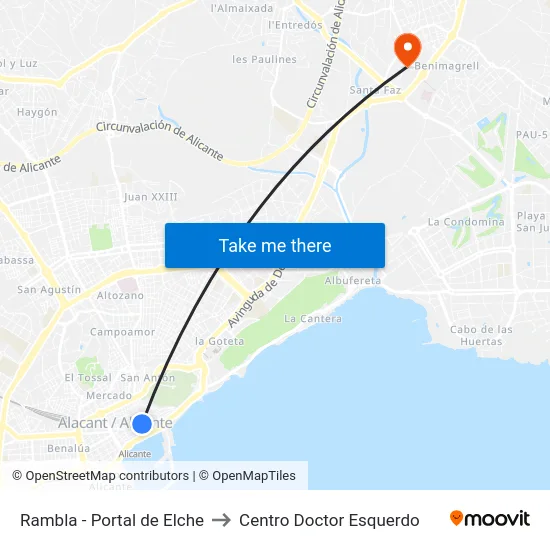 Rambla - Portal de Elche to Centro Doctor Esquerdo map