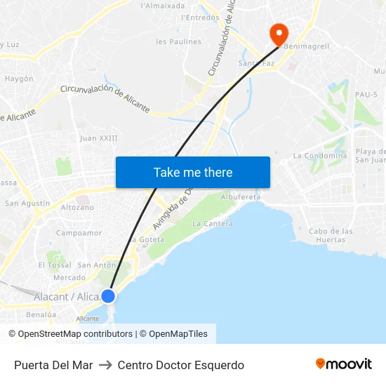 Puerta Del Mar to Centro Doctor Esquerdo map