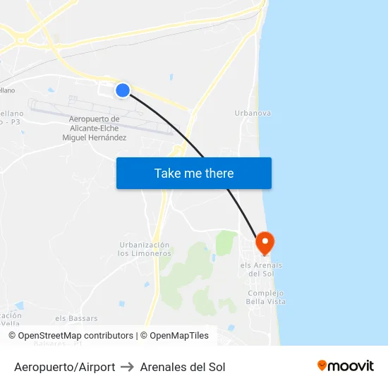 Aeropuerto/Airport to Arenales del Sol map