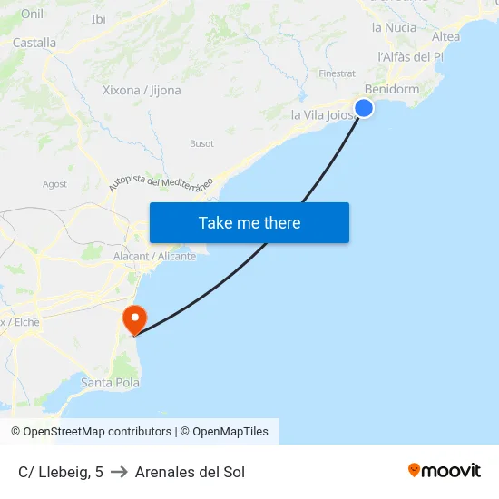 C/ Llebeig, 5 to Arenales del Sol map