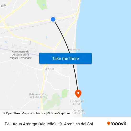 Pol. Agua Amarga (Algueña) to Arenales del Sol map