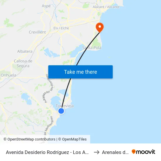 Avenida Desiderio Rodríguez - Los Amigos - Vuelta to Arenales del Sol map