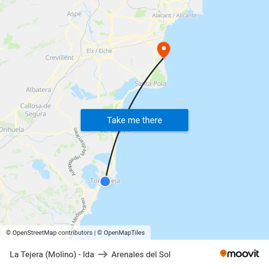 La Tejera (Molino) - Ida to Arenales del Sol map