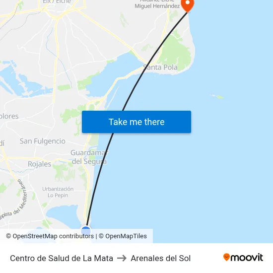 Centro de Salud de La Mata to Arenales del Sol map