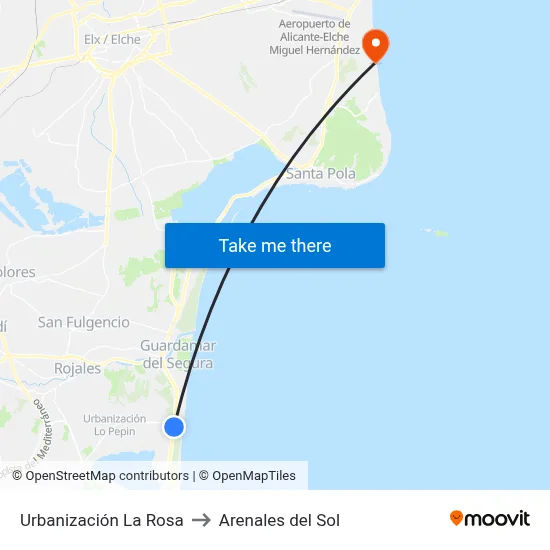Urbanización La Rosa to Arenales del Sol map