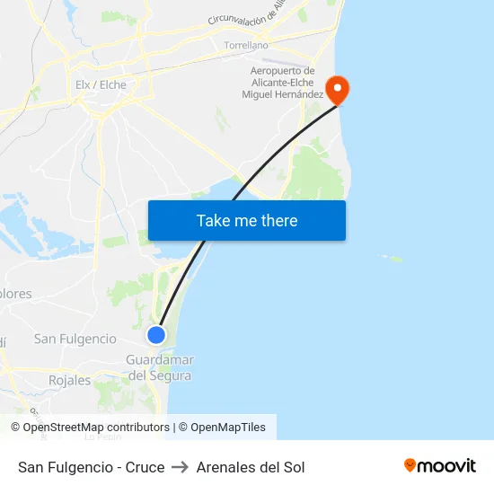 San Fulgencio - Cruce to Arenales del Sol map