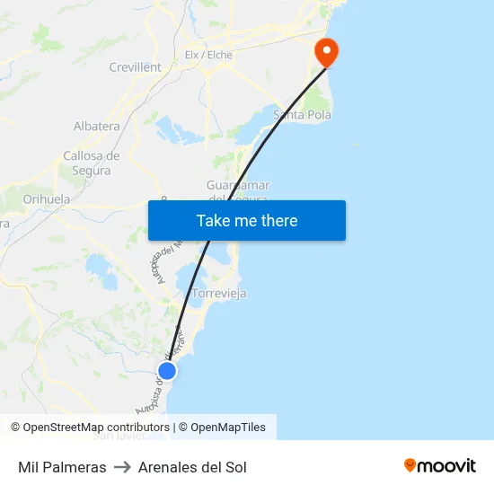 Mil Palmeras to Arenales del Sol map