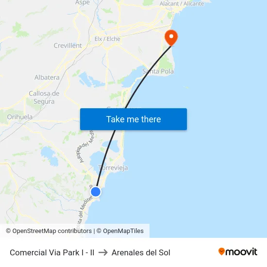 Comercial Via Park I - II to Arenales del Sol map