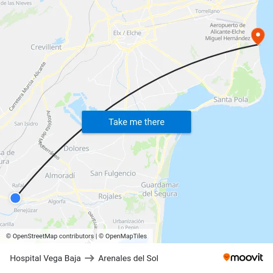 Hospital Vega Baja to Arenales del Sol map