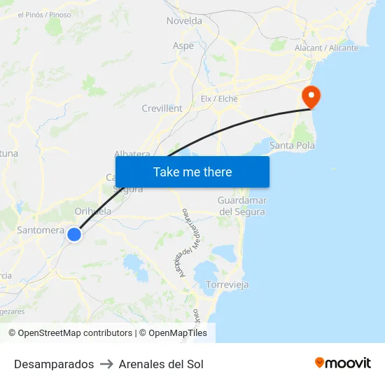 Desamparados to Arenales del Sol map