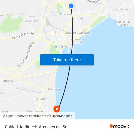 Cuidad Jardin to Arenales del Sol map